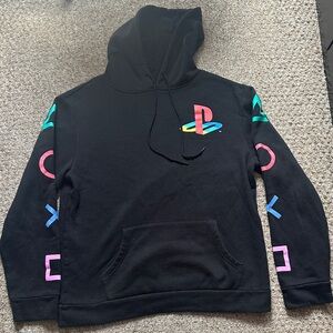 Black Hoodie with Multicolor PlayStation Icons